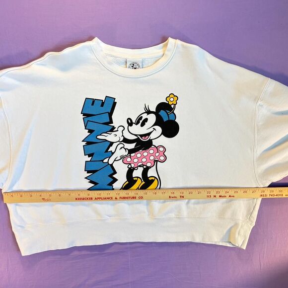 Disney Minnie Mouse Croped White Sweatshirt Women's XL - Picture 5 of 5
